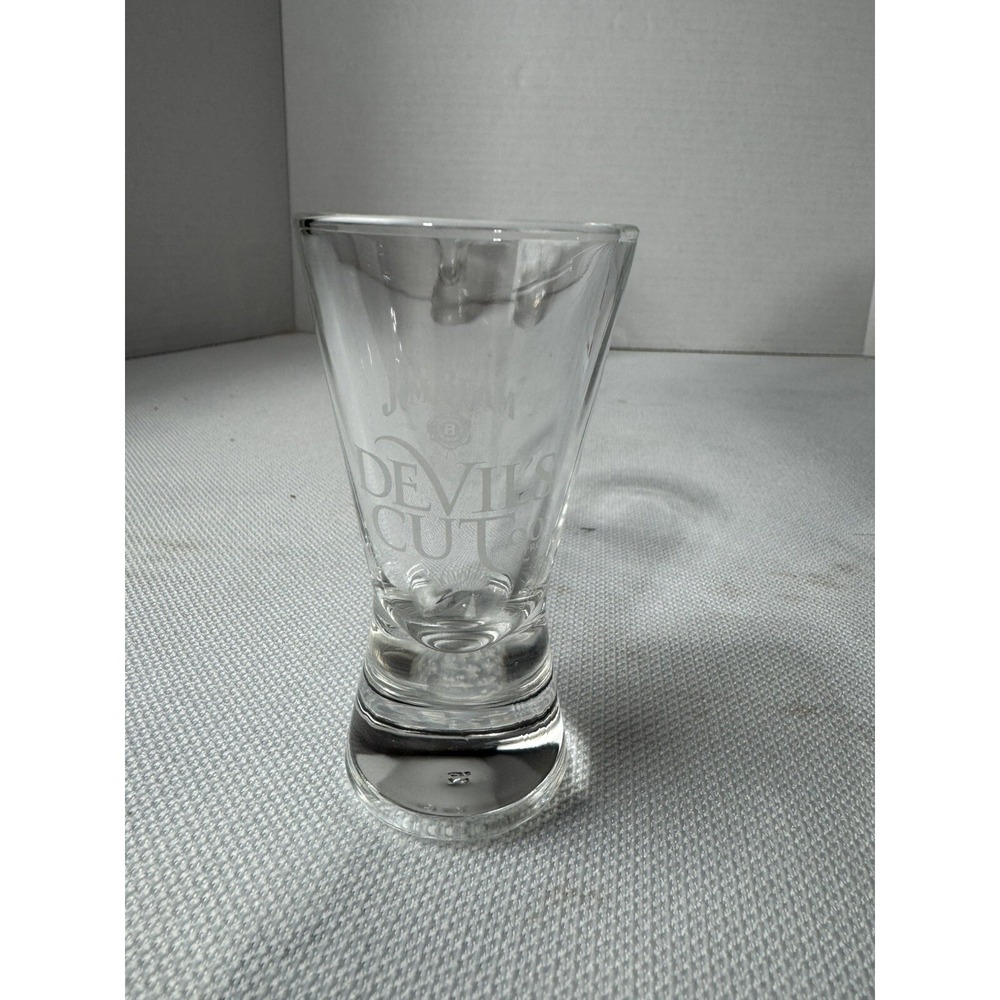 Jim Beams Devils Cut 90 Proof Shot Glasses Set Of 4 Clear Etched